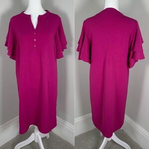 NWT Espresso Magenta Pink Flutter Sleeves Shift Dress Women Medium